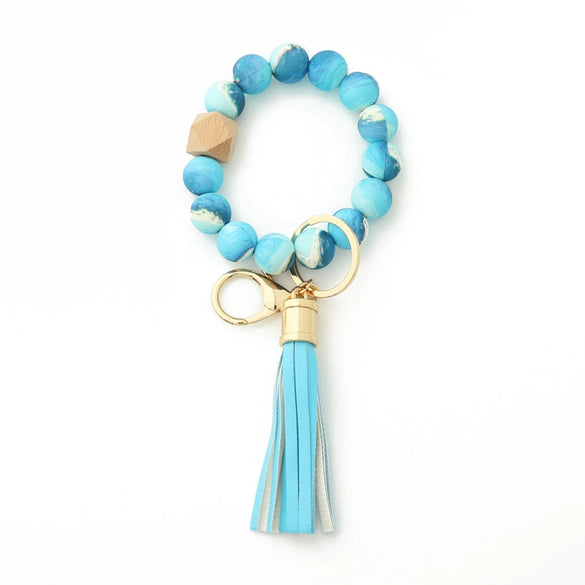 Silicone Bracelet With Leopard Print And Round Bead Design For Women