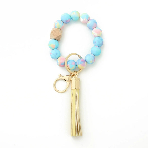 Silicone Bracelet With Leopard Print And Round Bead Design For Women