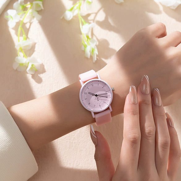 Silicone Cartoon Round Dial Female Quartz Watch