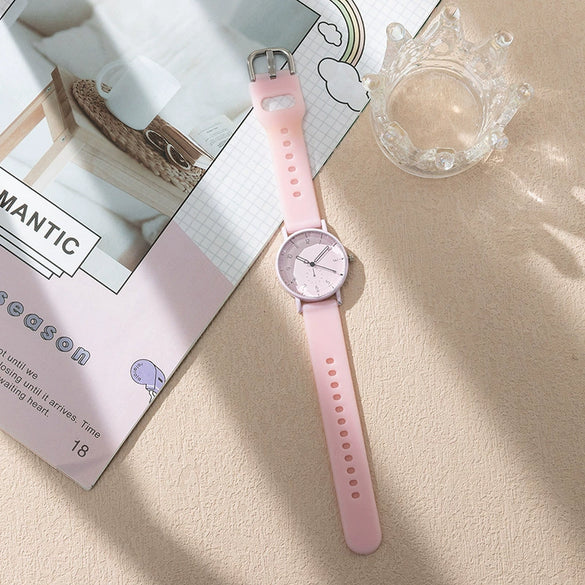 Silicone Cartoon Round Dial Female Quartz Watch