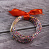 Silicone Five Layer Bracelet With Solid And Mixed Colors And Ribbon Lovely Style Jelly Bangles