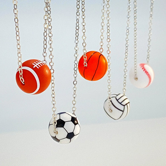 Silicone Geometric Basketball Pendant Handmade Unisex Sports Style Necklace Jewelry