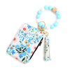 Silicone Id Bag Folding Card Bag Leather Wallet Keychain With Floral Pattern Modern Simplicity Style