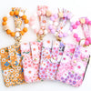 Silicone Id Bag Folding Card Bag Leather Wallet Keychain With Floral Pattern Modern Simplicity Style