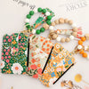 Silicone Id Bag Folding Card Bag Leather Wallet Keychain With Floral Pattern Modern Simplicity Style