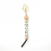 Silicone Keychain Bracelet Bag Pendant Round Wood Beads Modern And Minimalist Style