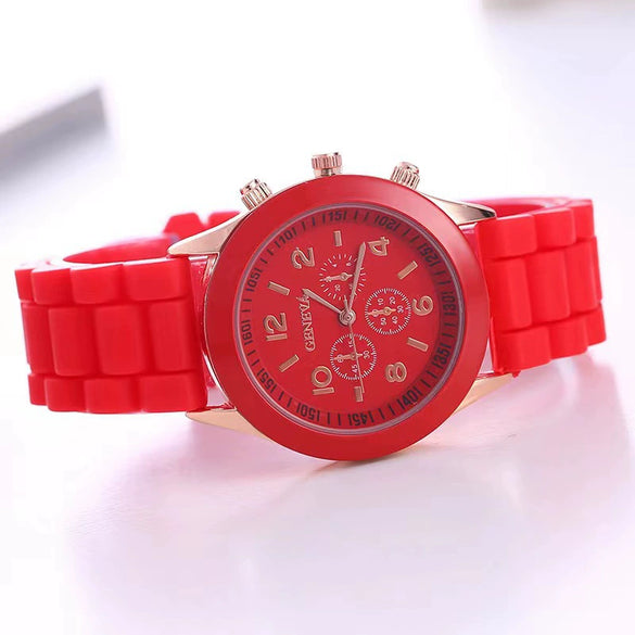 Silicone Plastic Watch Fashionable Colorful Round Student Watch For Boys And Girls