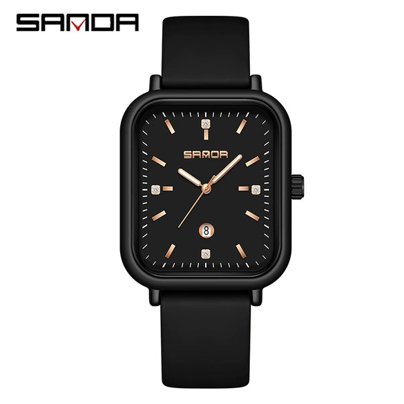 Silicone Quartz Waterproof Casual Square Dial Men's And Women's Watches With Zinc Alloy Case And Stainless Steel Clasp