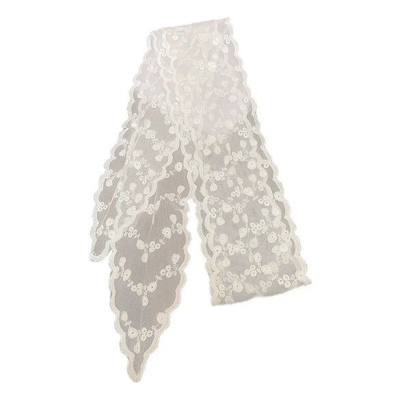Silk Lace Embroidered Geometric Checkered Pattern Women's Hair Accessories Scarf Hair Band Headwear