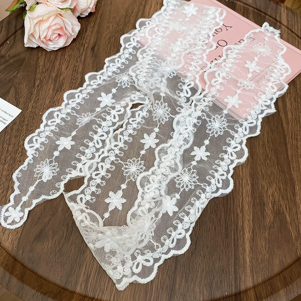 Silk Lace Embroidered Geometric Checkered Pattern Women's Hair Accessories Scarf Hair Band Headwear