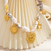 Silk Scarf Necklace Stainless Steel Heart And Flower Pendant Electroplating