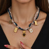 Silk Scarf Necklace Stainless Steel Heart Geometric Pendant Electroplated Unisex Accessory