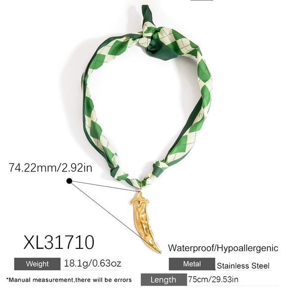 Silk Scarf Necklace Stainless Steel Titanium Steel Electroplating Fashion Minimalist Moon Pendant Women's