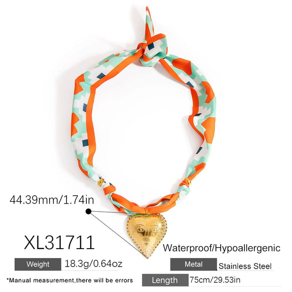 Silk Scarf Necklace Stainless Steel Titanium Steel Electroplating Fashion Minimalist Moon Pendant Women's