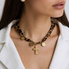 Silk Scarf Stainless Steel Necklace With Leopard Print Geometric And Heart Shapes Electroplating For Women