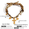 Silk Scarf Stainless Steel Necklace With Leopard Print Geometric And Heart Shapes Electroplating For Women