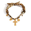 Silk Scarf Stainless Steel Necklace With Leopard Print Geometric And Heart Shapes Electroplating For Women
