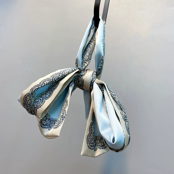 Silks And Satins Fabric Hairband With Bow And Plaid Pattern