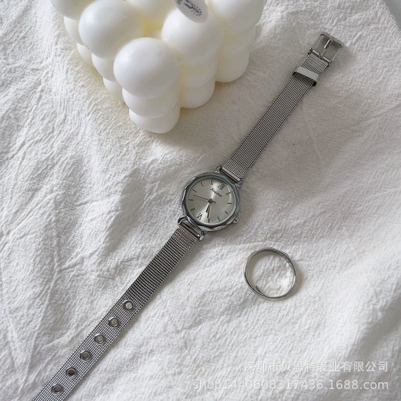 Silver Alloy Bracelet Watch For Women Fashion Elegant Style
