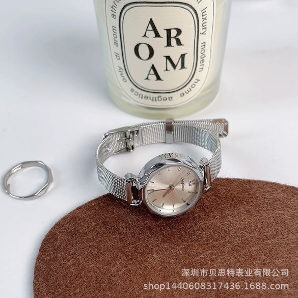 Silver Alloy Bracelet Watch For Women Fashion Elegant Style