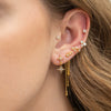 Silver And Copper Needle Ear Piercing Set With Microencrusted Zircon And Eightpointed Star Design For Women