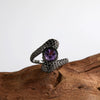 Silver Animal Zodiac Spirit Snake Ring Set With Gems