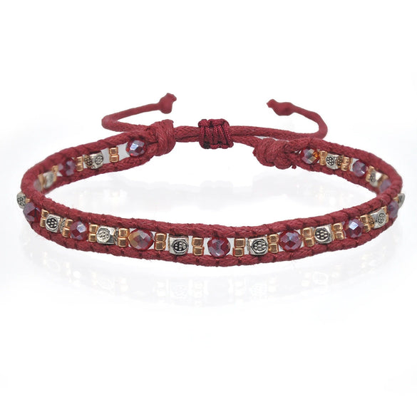 Women's Hand - Woven Silver and Rice Bead Alloy Bracelet with Geometry Style for Fashion Commuter and Tourism Memorial Wholesale