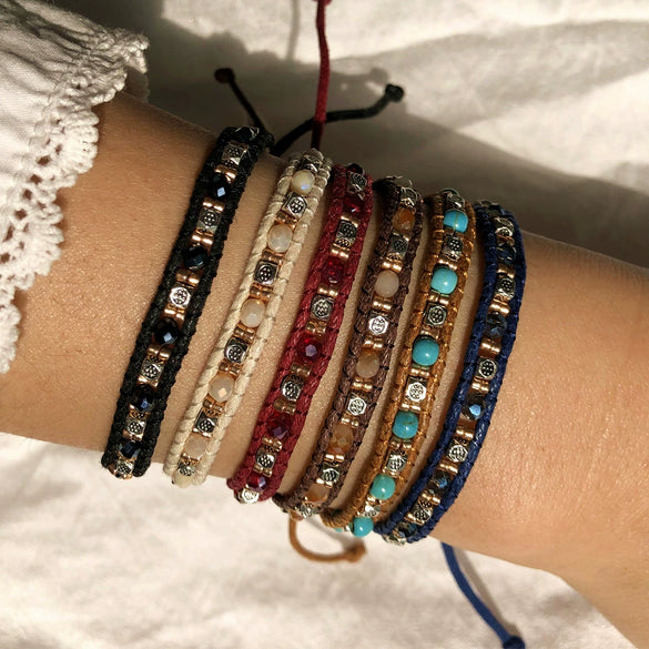Women's Hand - Woven Silver and Rice Bead Alloy Bracelet with Geometry Style for Fashion Commuter and Tourism Memorial Wholesale