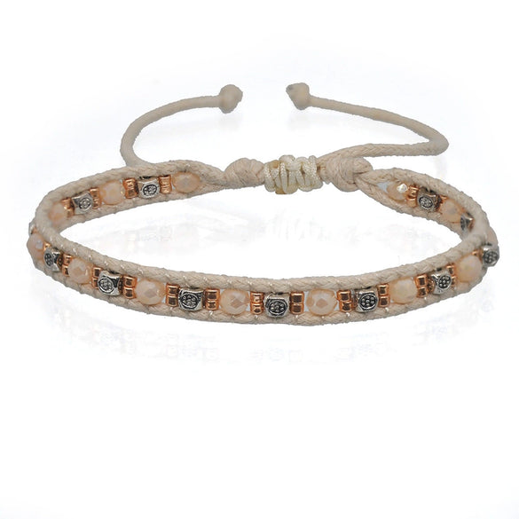 Women's Hand - Woven Silver and Rice Bead Alloy Bracelet with Geometry Style for Fashion Commuter and Tourism Memorial Wholesale