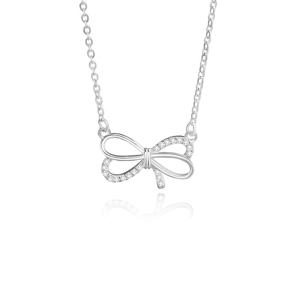 Silver Bow Star Design Women's Light Luxury Niche Clavicle Chain Necklace