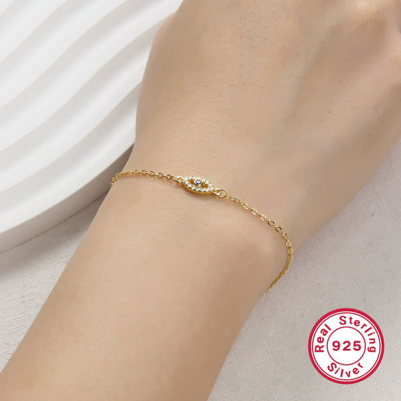 925 Silver Bracelet For Women With Diamonds And Cartoon Character Devil's Eye Simple High End Hand Jewelry