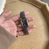Silver Bracelet Watch Elastic Band Steel Spring Band Luminous Digital Retro Square Metal Chain Watch For Men And Women
