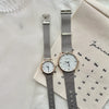 Silver Bracelet Watch Stainless Steel Band Round Dial Retro Artistic Couple's Watch