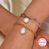 925 Silver Bracelet With Natural Freshwater Pearl Chain Pendant Electroplated Women's Jewelry