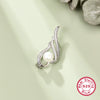 Silver Brooch With Zircon And Leaf Pattern Set With Pearls Unisex Jewelry