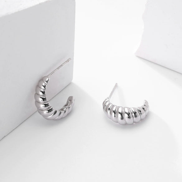 Silver C And Ushape Electroplated Women's Earrings