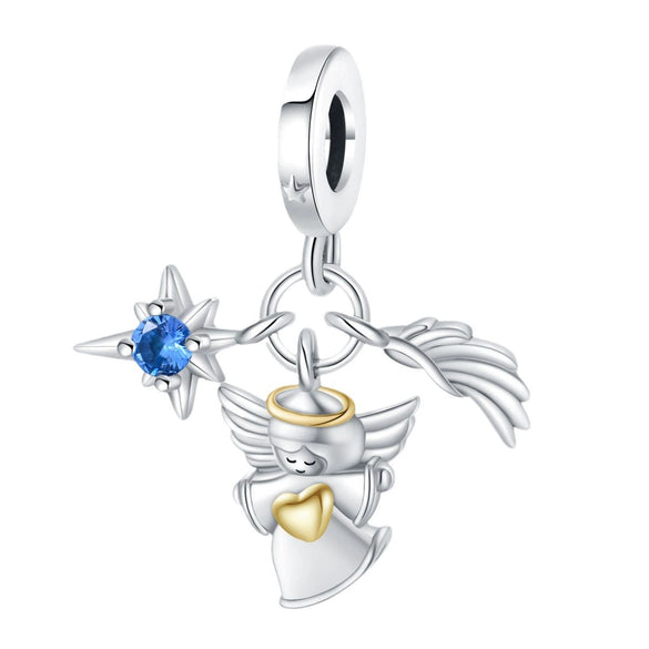 925 Silver Copper Plated Charm Beads Angel Cross Diy Jewelry Accessories With Dripping Oil Design