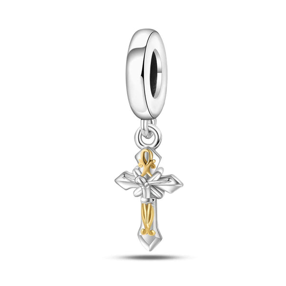 925 Silver Copper Plated Charm Beads Angel Cross Diy Jewelry Accessories With Dripping Oil Design