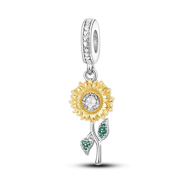 925 Silver Copper Plated Plant Daisy Avocado Sunflower Pendant Jewelry With Dripping Oil Design