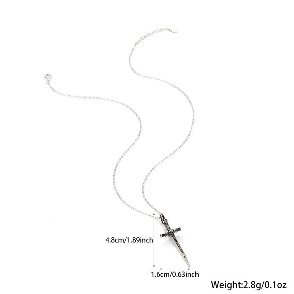 925 Silver Cross Sword Retro Punk Unisex Necklace With Geometric Pattern And Seiko Treatment
