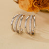 925 Silver Cshaped Geometric Threelayer Wave Singlerow Diamondencrusted Electroplated Women's Earrings
