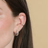 925 Silver Cshaped Geometric Threelayer Wave Singlerow Diamondencrusted Electroplated Women's Earrings