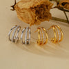 925 Silver Cshaped Geometric Threelayer Wave Singlerow Diamondencrusted Electroplated Women's Earrings