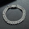 Silver Diamond Cuban Bracelet Unisex Street Style Electroplated Jewelry