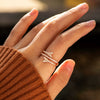 Silver Double Butterfly Zircon Ring Women's Simple Geometric Style Electroplated Jewelry
