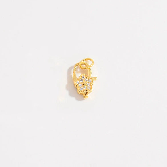 925 Silver Doublesided Flower Spring Joint Buckle Jewelry Connection Lobster Clasp Buckle Inlaid Zircon