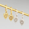 925 Silver Drop Earrings With Devil's Eye Shape And Ancient Egyptian Texture Set With Diamonds
