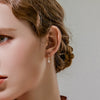 Silver Drop Shape Earrings Inlaid Zircon Simple Style