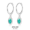 925 Silver Drop Shape Retro Light Luxury Enamel Electroplated Earrings And Ring Set