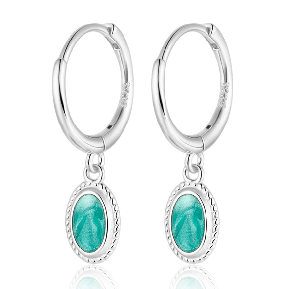925 Silver Drop Shape Retro Light Luxury Enamel Electroplated Earrings And Ring Set